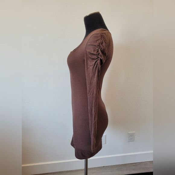 Ultra Flirt Ribbed Bodycon Dress Square Neck Purple Brown Casual Soft Girl Small - Picture 3 of 10